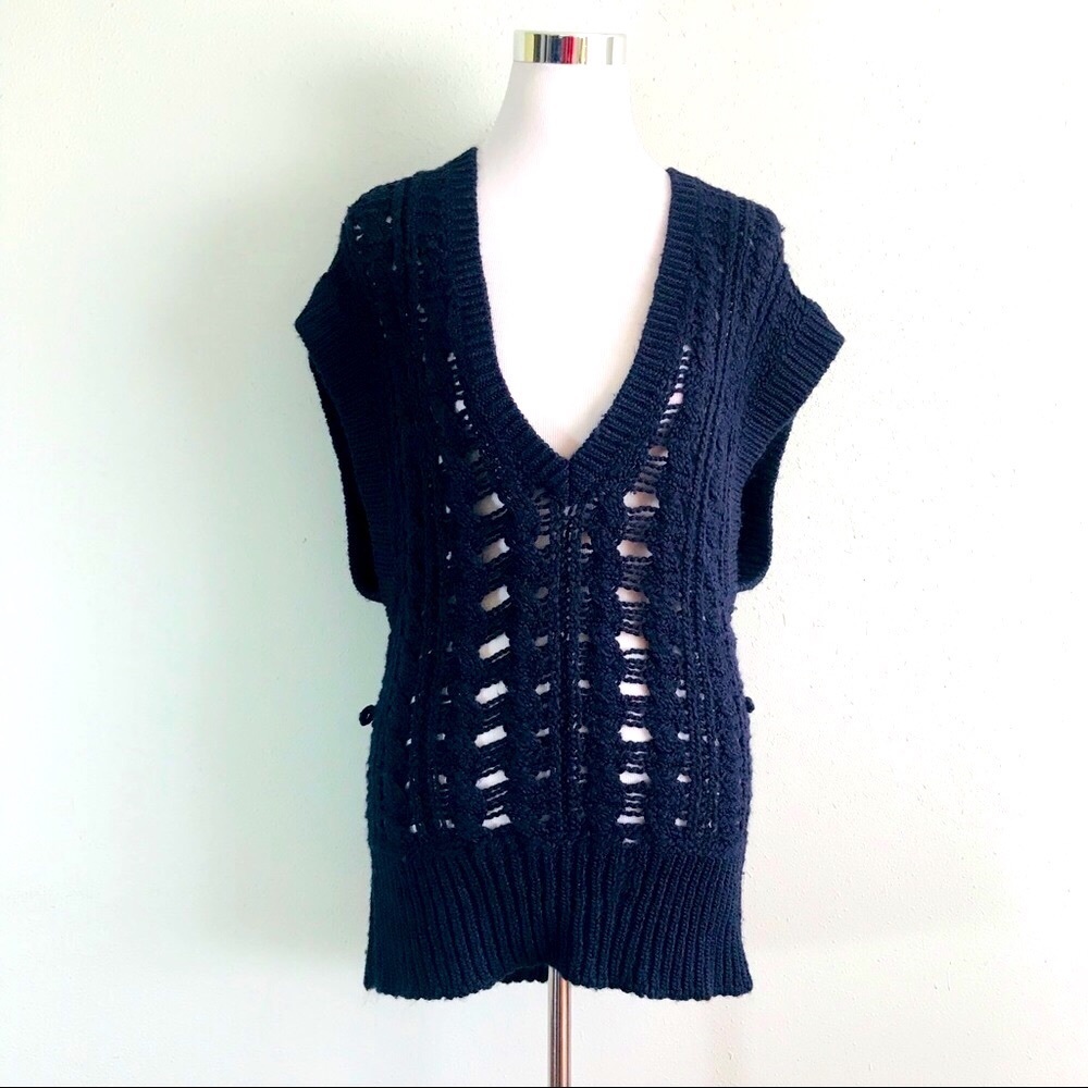 Crochet V neck sweater top